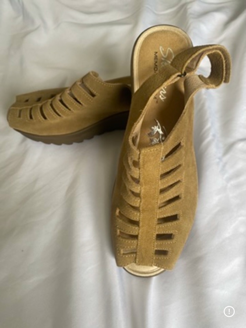 Skechers Women’s Tan Suede Cutout Slingback Wedge Sandal